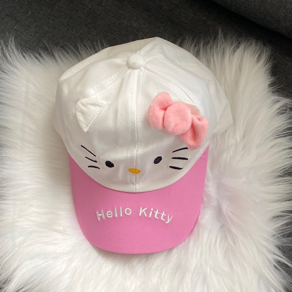 Hello Kitty White & Pink Baseball Cap with Plush Bow new